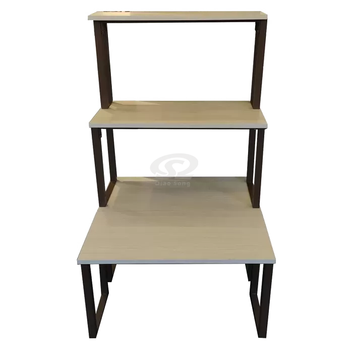 Set of 4 Brown and Wood Rectangular Stacking Display Tables 