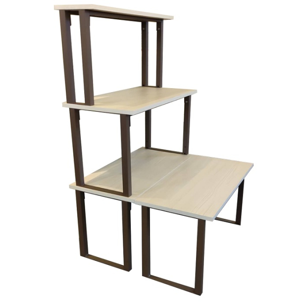 Set of 4 Brown and Wood Rectangular Stacking Display Tables  _4_.jpg